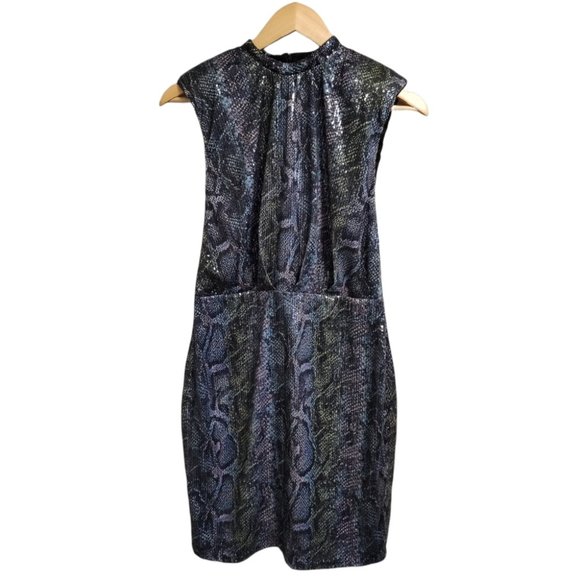 ASOS Sequin Multicolor Print Sleeveless Party Dress Size 8 - Picture 1 of 10